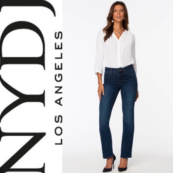 NYDJ Marylin Straight Leg Dark Wash Jeans - Picture 1 of 11